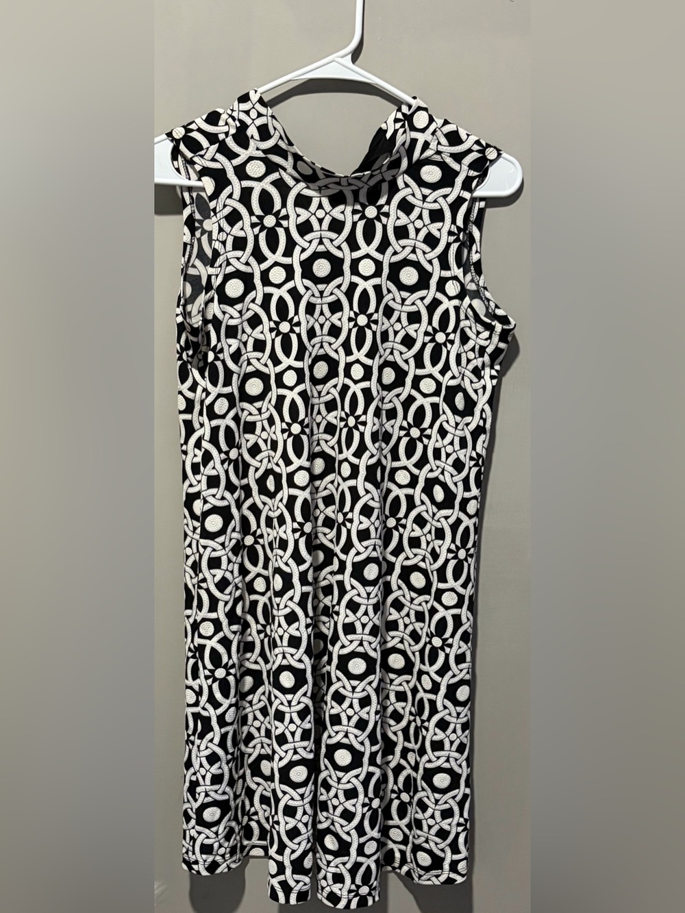 Signature by Robbie Bee Black & White Sleeveless Midi Dress with tie back neck